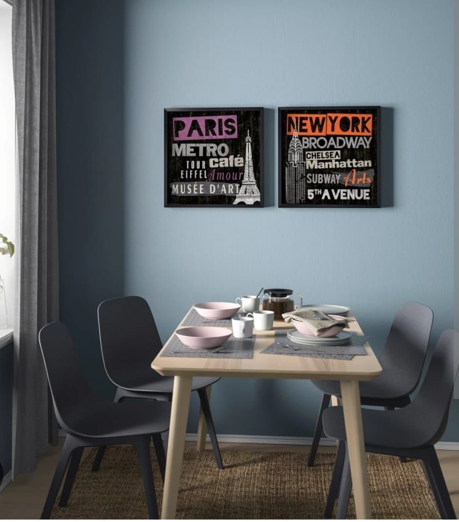 Комплект настенных картин "Paris — London — New York" в стиле IKEA