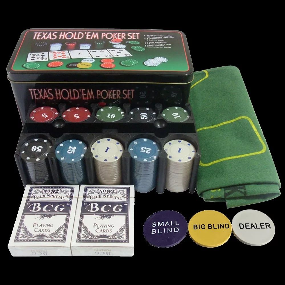 Покерный набор 200 фишек + 2 колоды карт и сукно. Poker Texas.