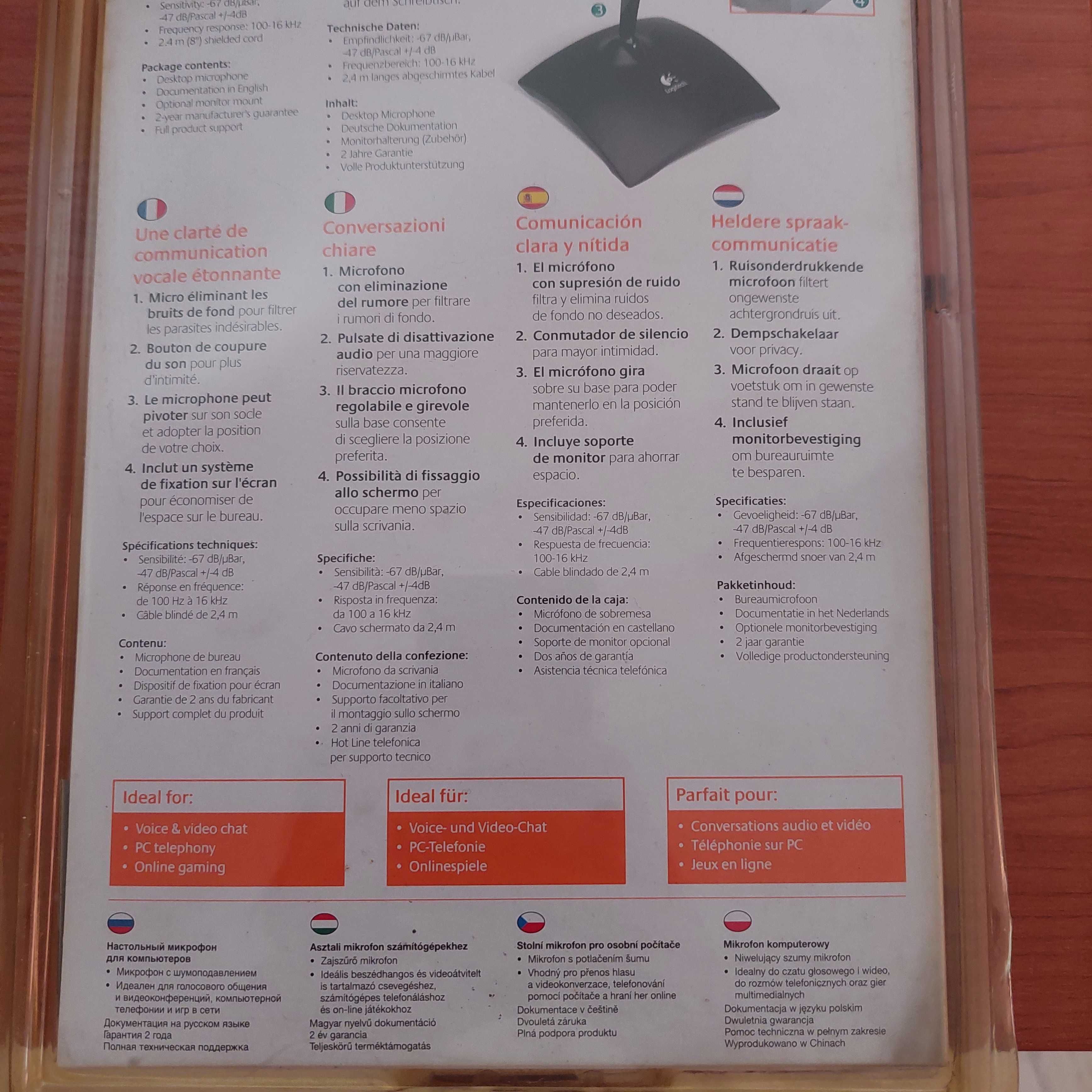 Микрофон настольный на подставке Logitech