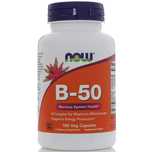Витамины группы Б, B-complex, Now Foods, B-50 Б-комплекс, 100шт, B-50