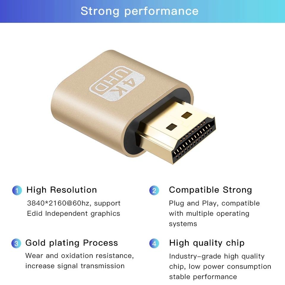Эмулятор монитор для майнинг переходник ноутбук ПК HDMI VGA