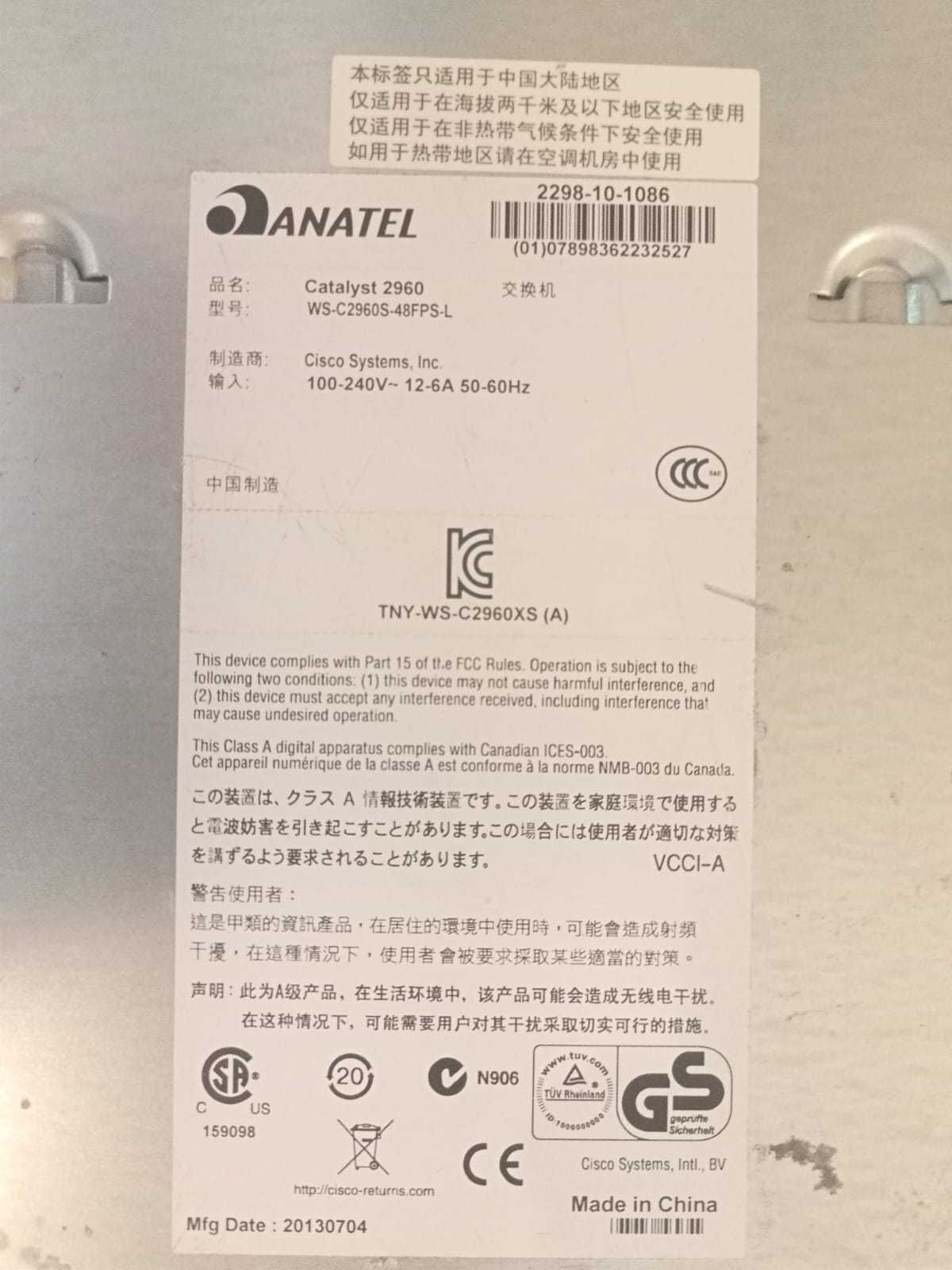Коммутатор Cisco Catalyst 2960-S Serries, WS-C2960S-48FPS-L
