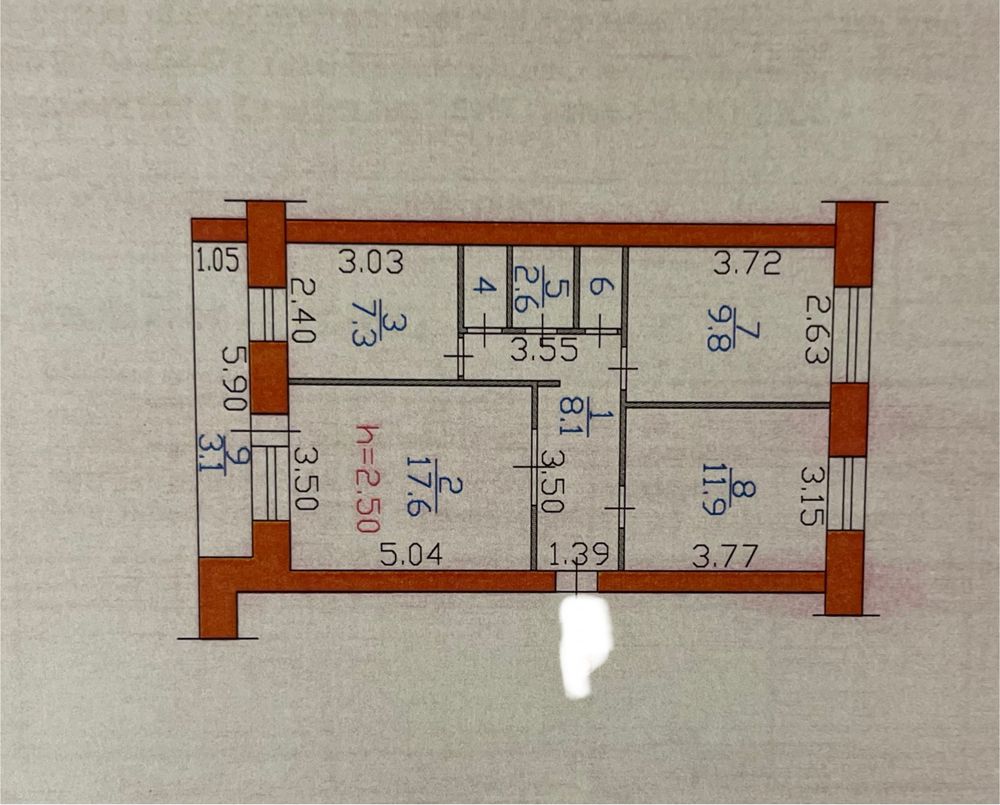 Продается 3х ком. квартира, р-н рынка Альшемали