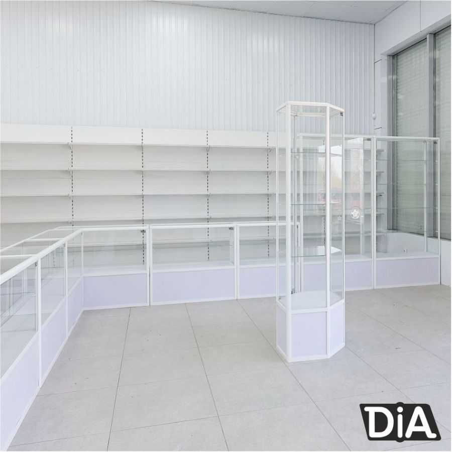 Витрина торговая из профиля и стекла, Акция прилавки tavi
