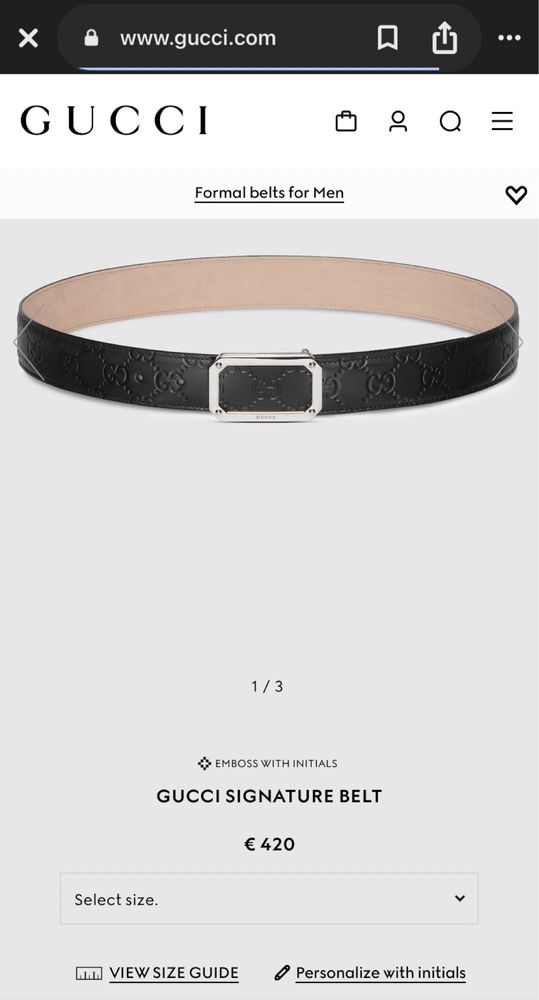 Оригинал ремень Gucci Signature 403941 CWC0N с прямоугольной пряжкой