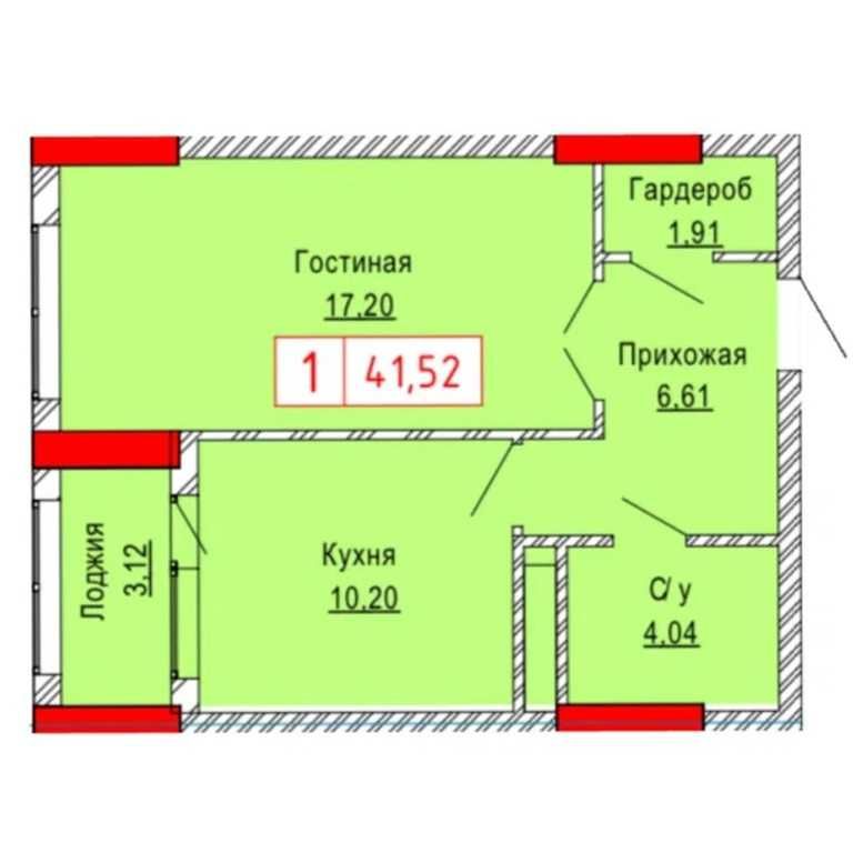 Продаю новостройку 42 м2 в центре на ул. Толстого, 32, ЖК Васильевский