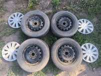 Б/у:Зимние шины(без шипов)+ диски+ колпаки 195/65 R15