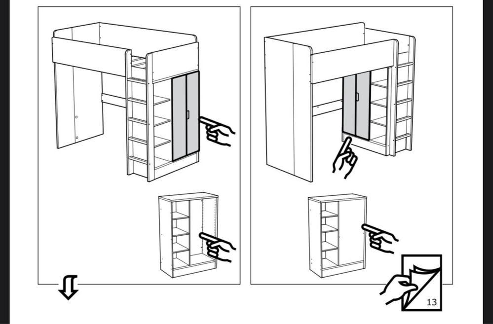 Детская кровать-чердак со столом и шкафом Икеа Стува, Ikea