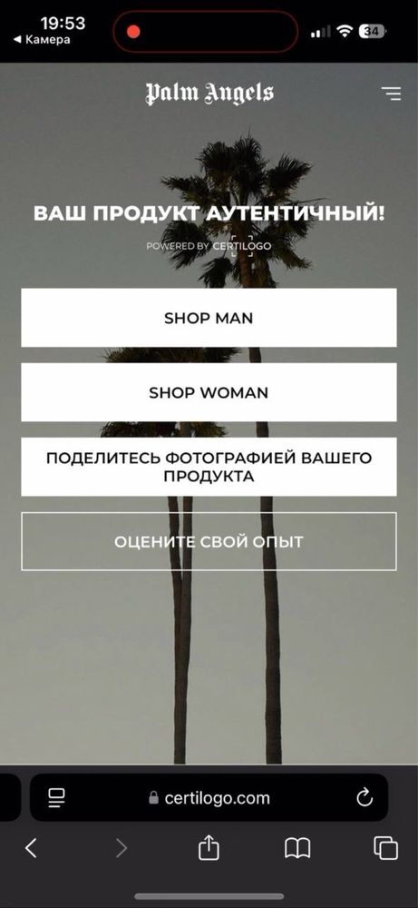 Palm angels костюм