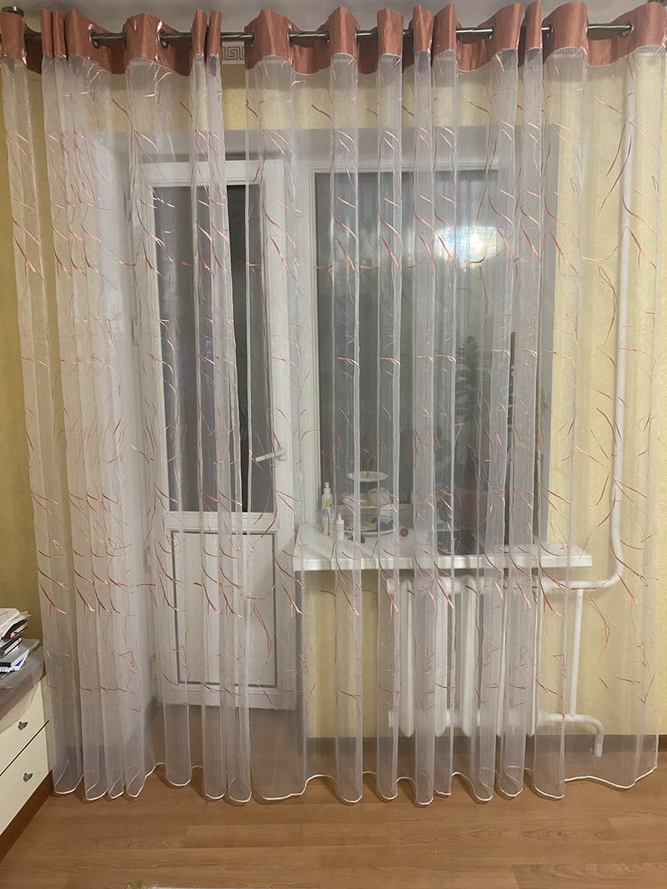 Тюль на 2 окна на люверсах