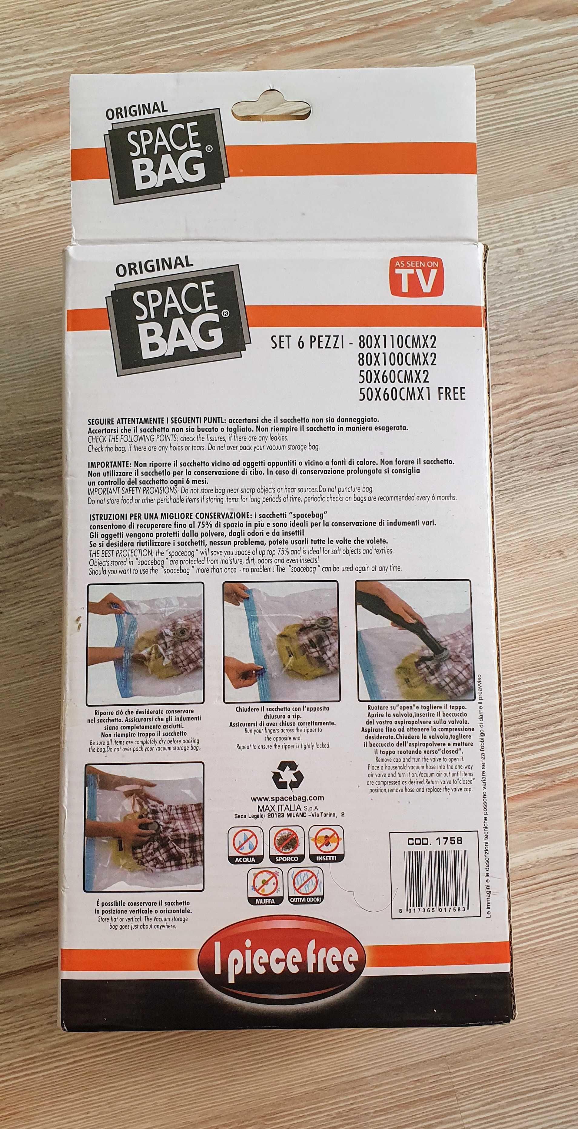 Компактная упаковка одежды Space bag. Новые. В наборе 4 пакета.