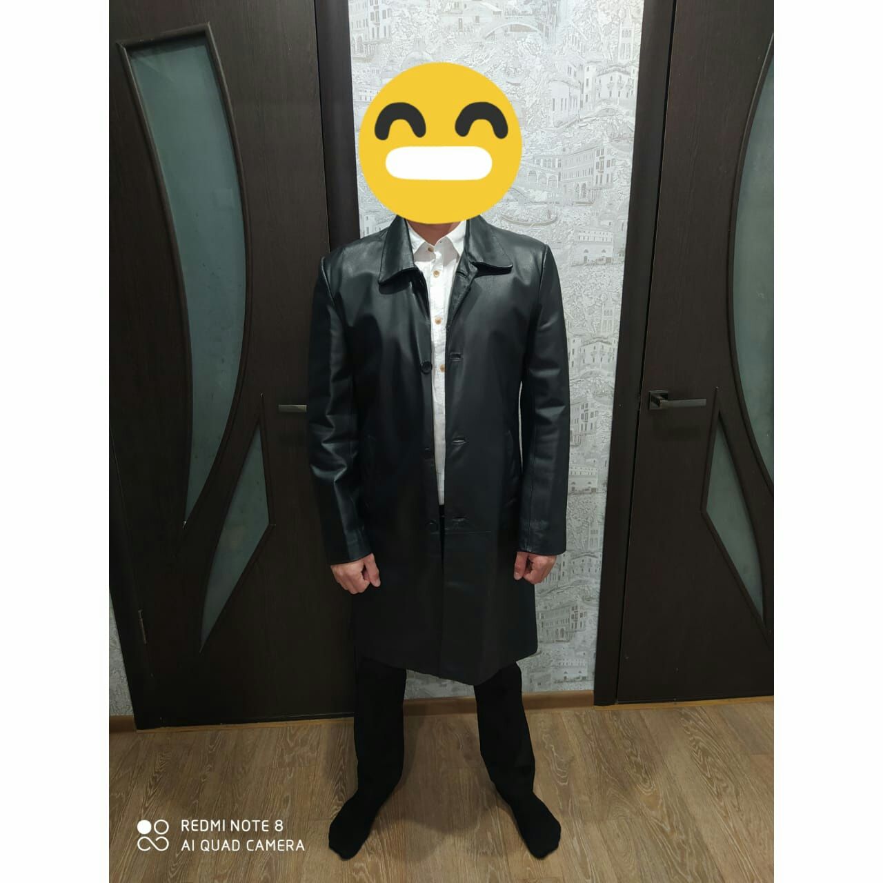 Мужской кожаный плащ