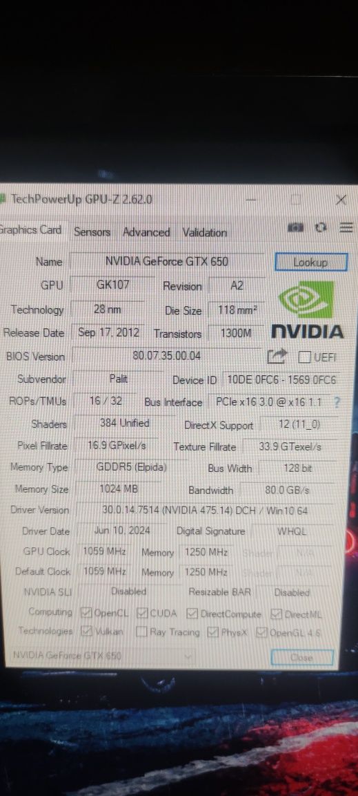Видеокарта gtx 650+озу