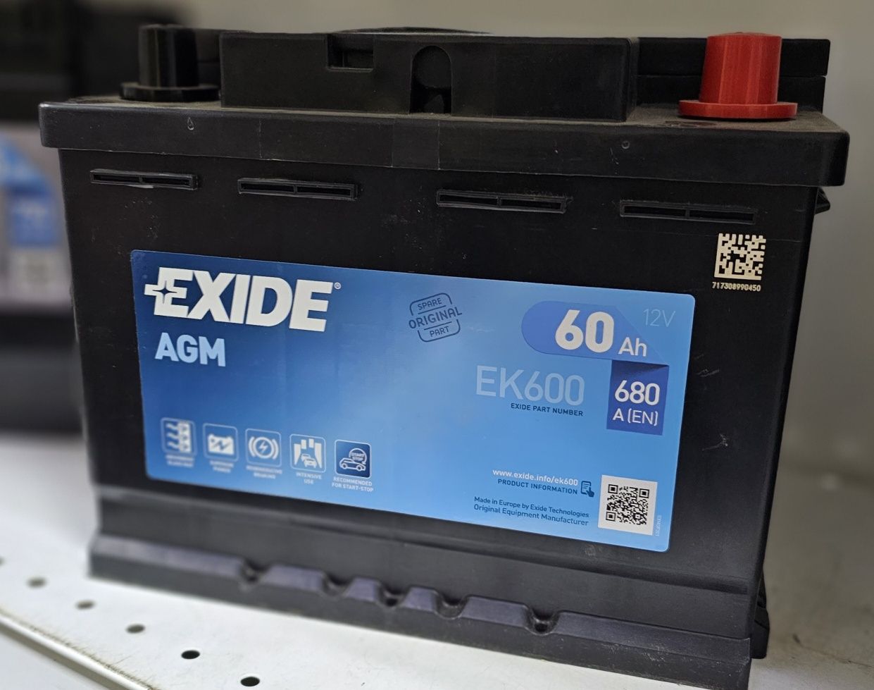 Аккумулятор EXIDE AGM EK950 R+ 95Ah 850А (En)