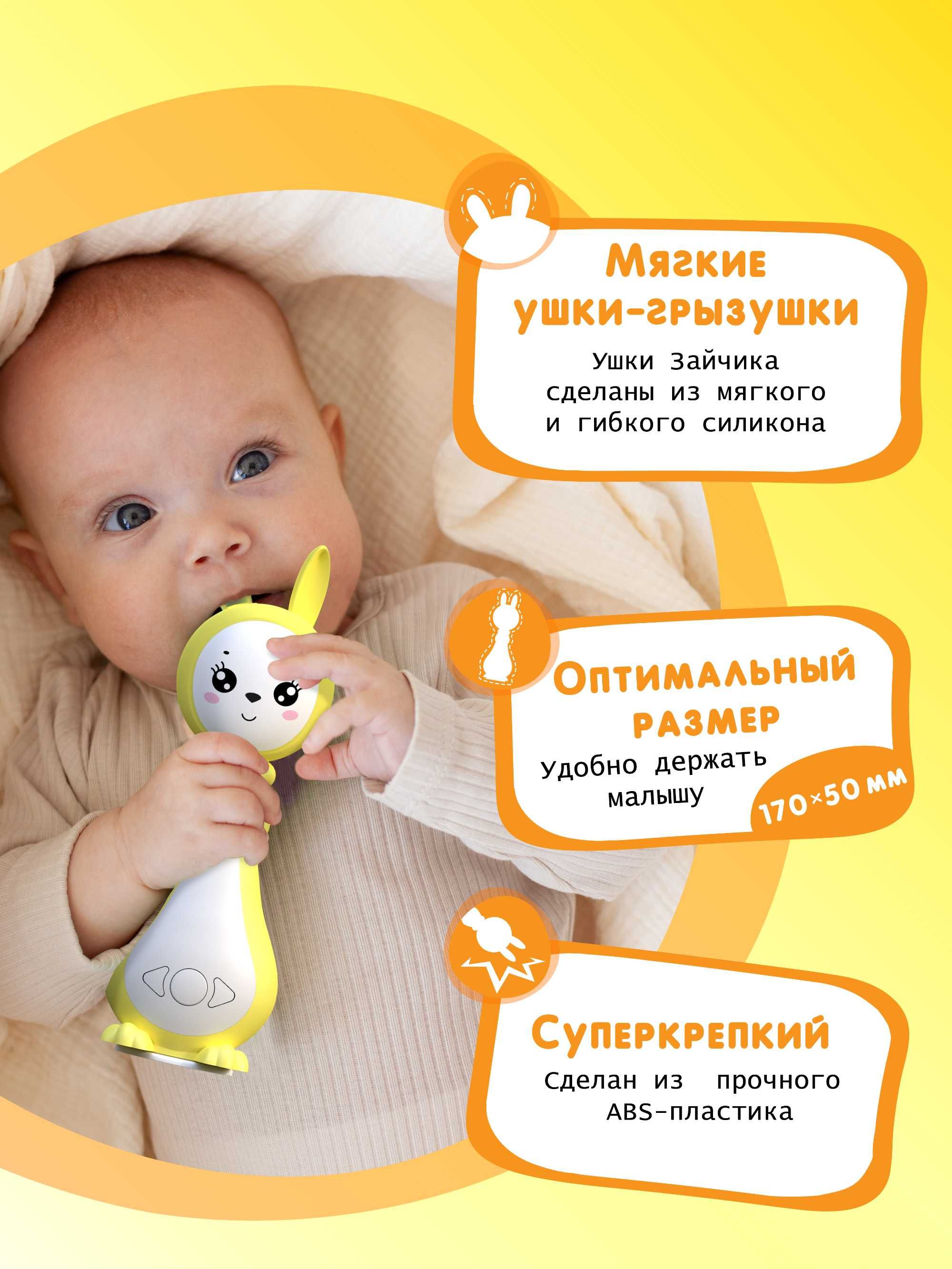 Интерактивная игрушка для детей Зайчик Няня Грызушка Желтый