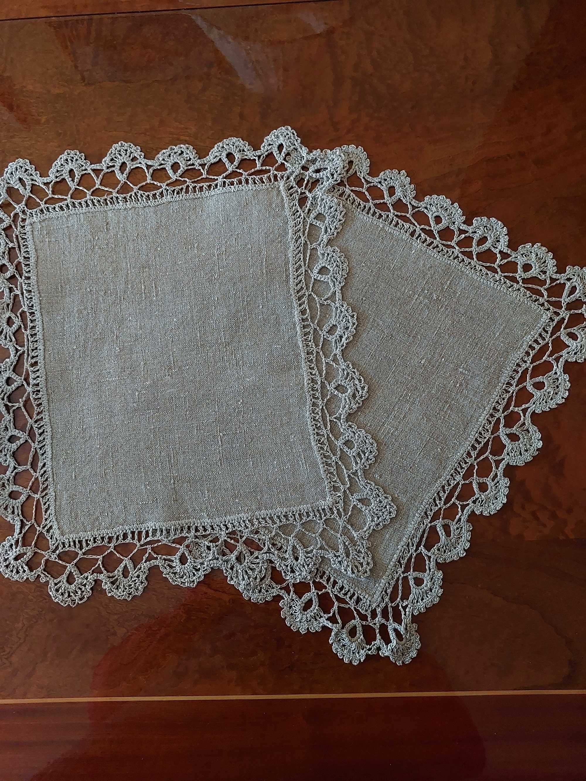 Салфетки :лён, х.б. и люрекс нитки для вязания .Hand made.