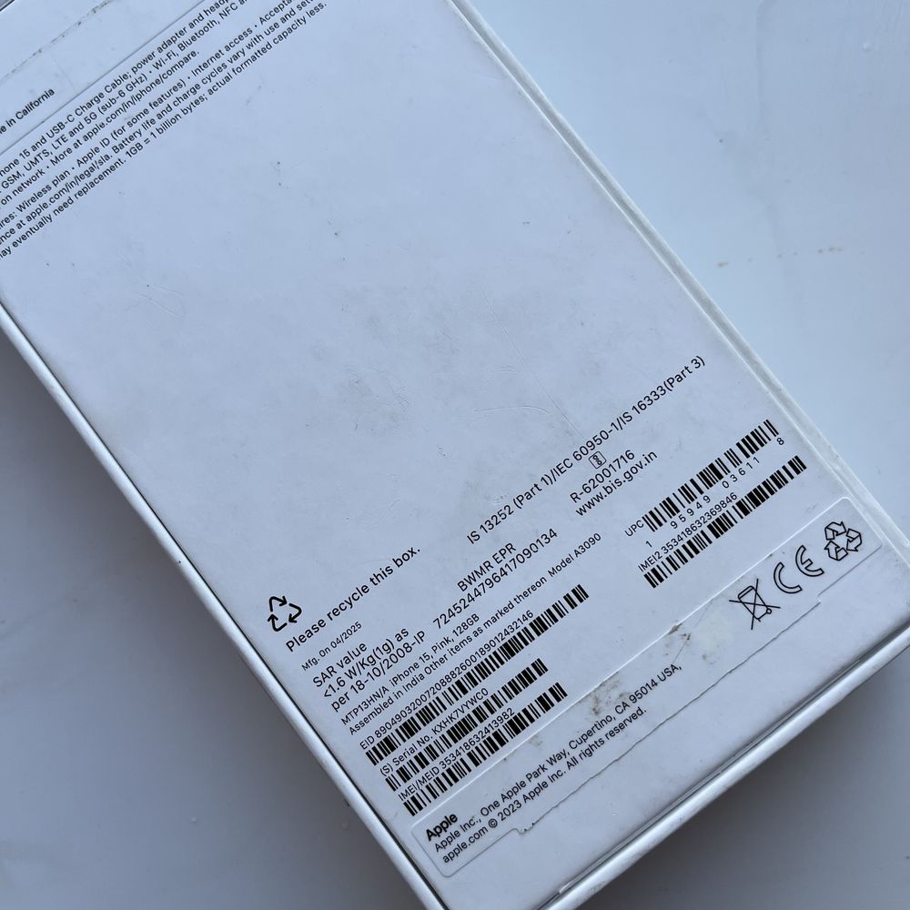 iPhone 15 Новый, 128, pink 0 циклов