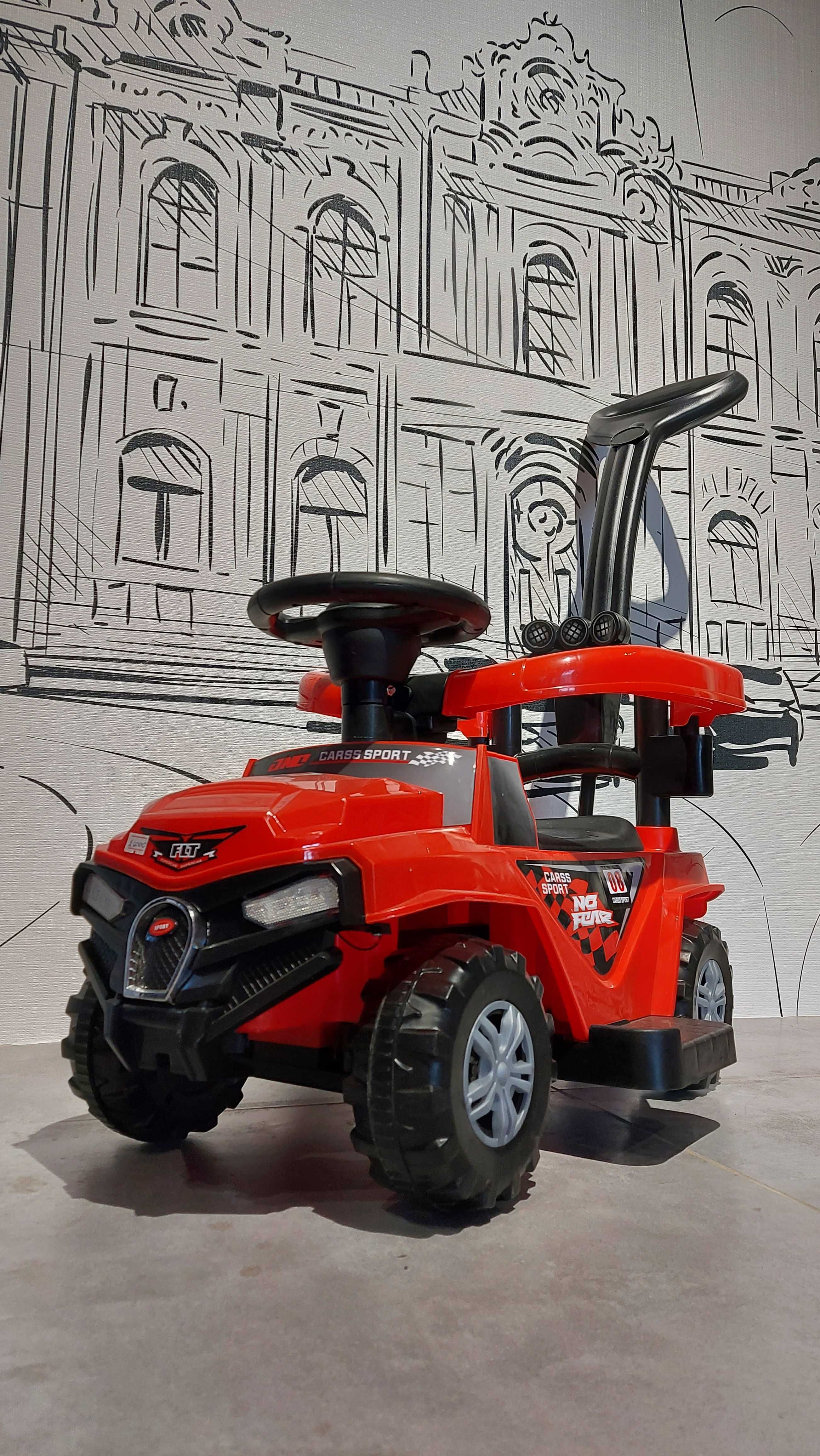Толокар "Mega Car" с родительской ручкой и боковыми поручнями. Kaspi