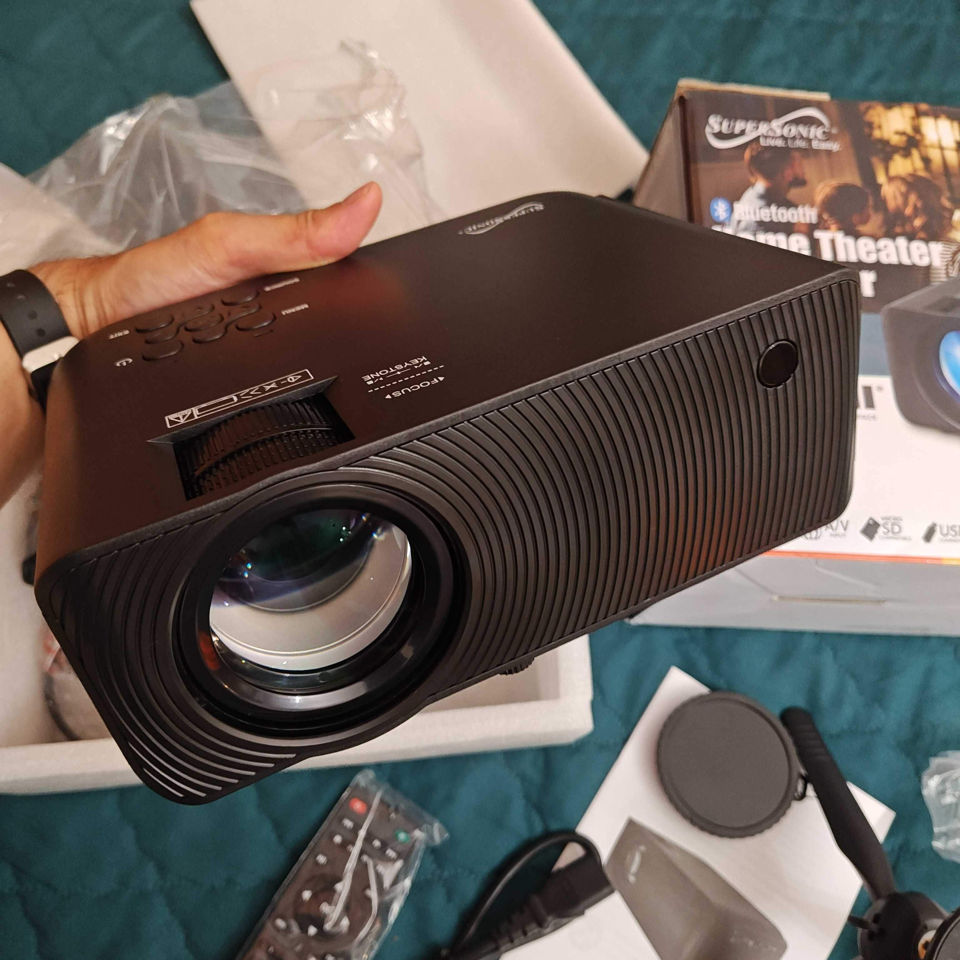 Из Америки Новый Bluetooth проектор + Полотно на стену + Штатив + Hdmi