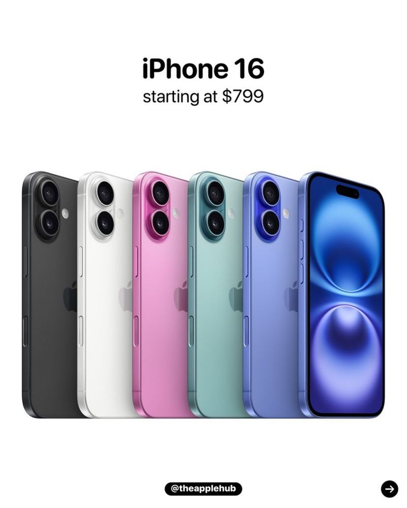 iPhone 16, Pro, Pro Max 128, 256, 512, 1T