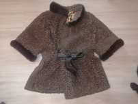 Продам женская накидка, натуральный каракуль, норка, кожаный ремень