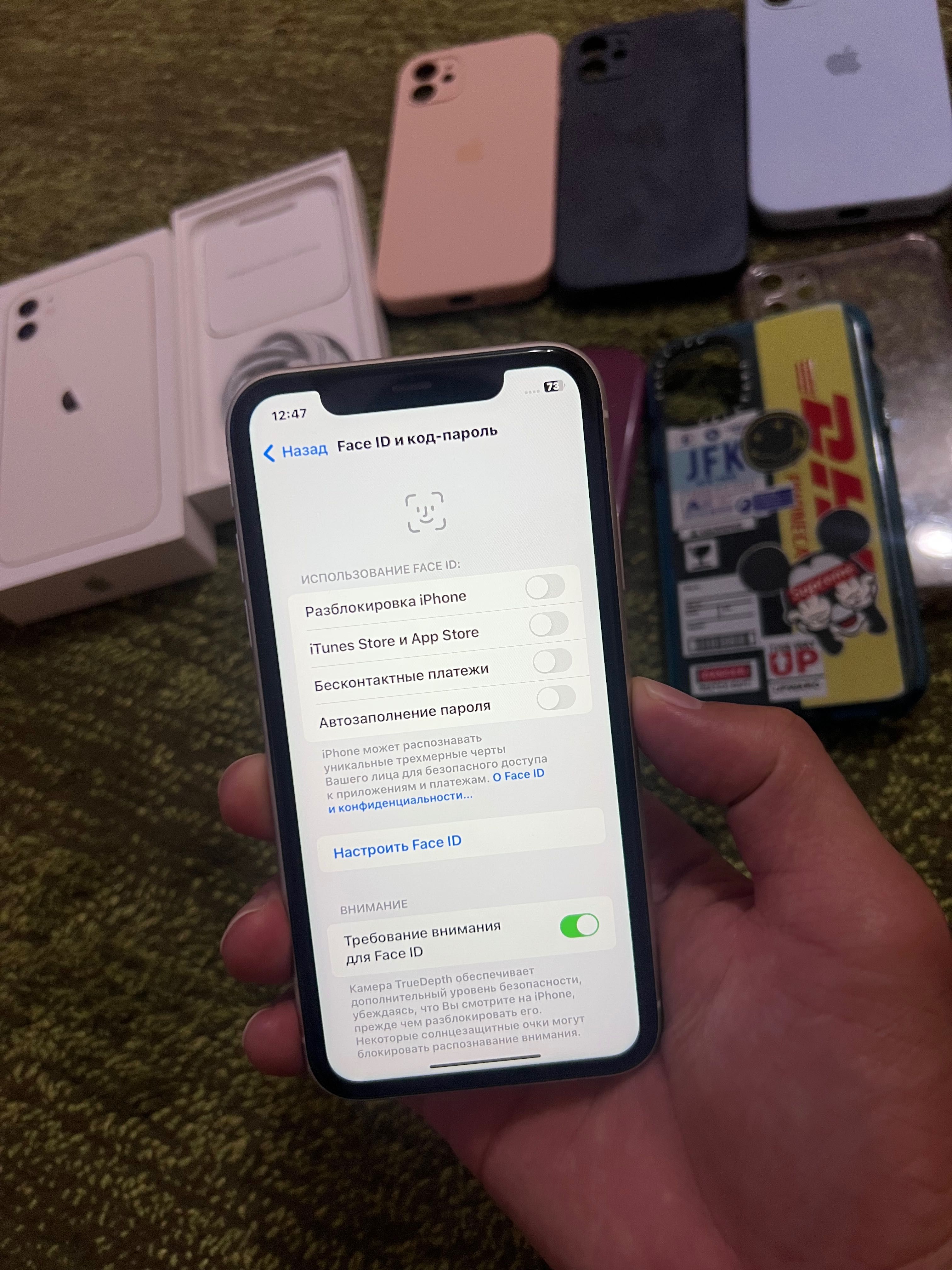 Iphone 11 128гб полный оригинал ремонт болмаган каробка зарядка тугел