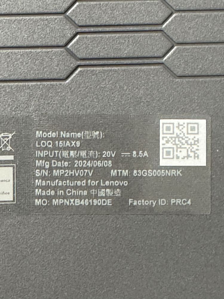 Игровой ноутбук Lenovo LOQ 15IAX9 обмен