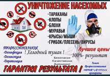 Дезинфекция 24/7 работаем ГАРАНТИЯ таракан клопы кандла