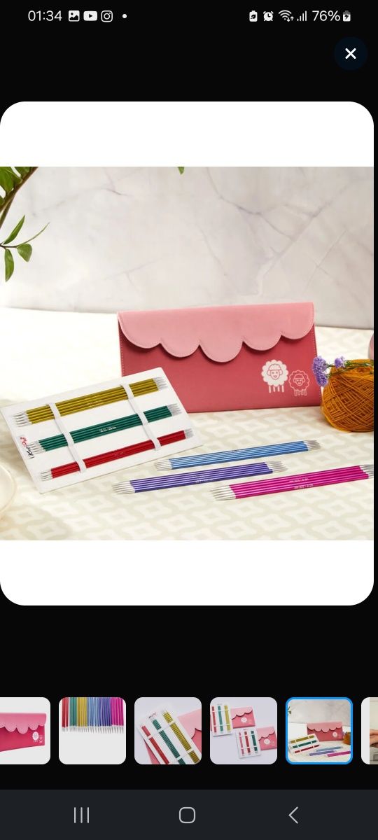 Набор чулочных спиц Zing, 6 видов, 20 см, алюминий, KnitPro