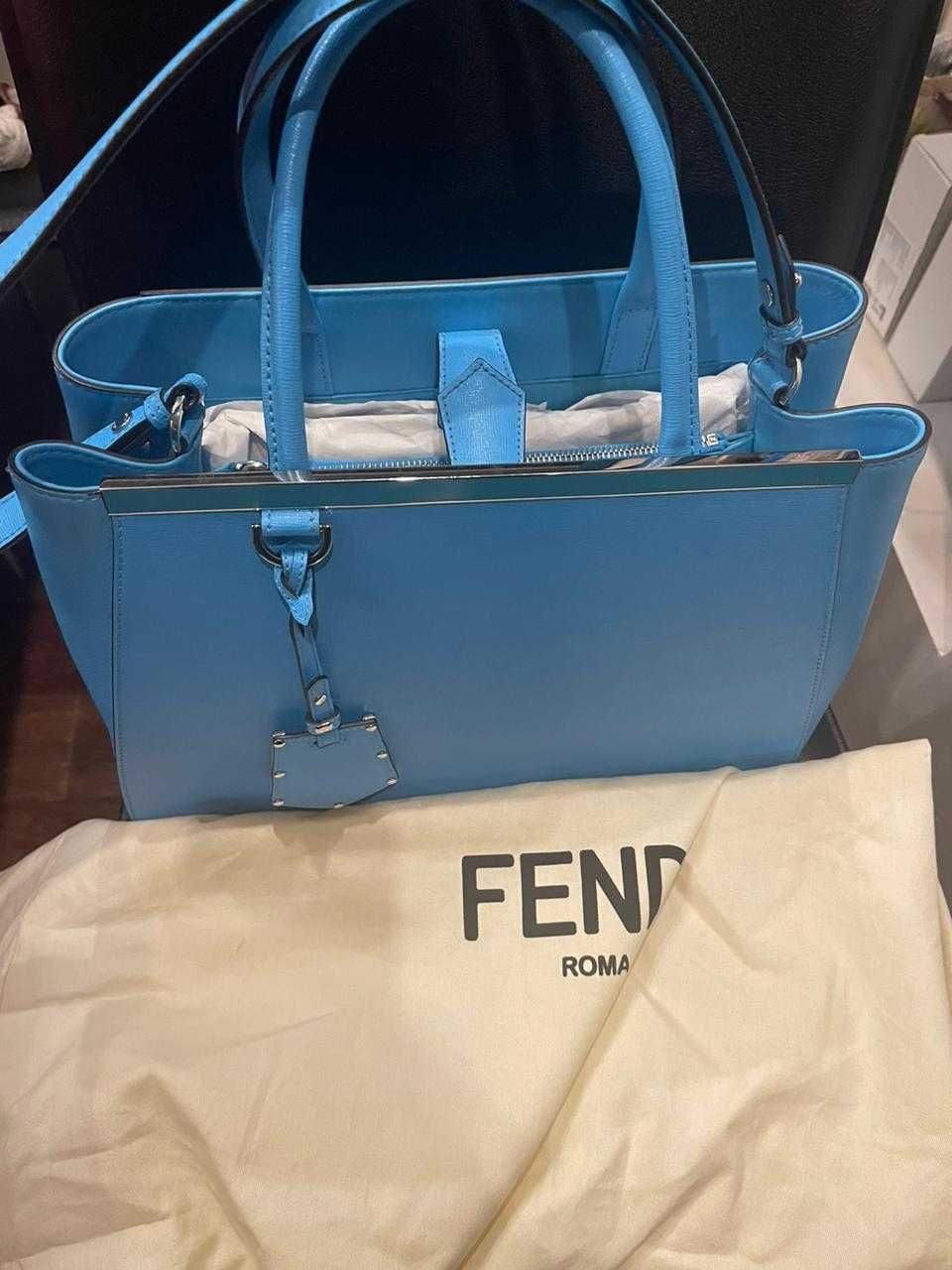 Сумка Fendi Mini 2jours Tote Bag голубого цвета (оригинал)