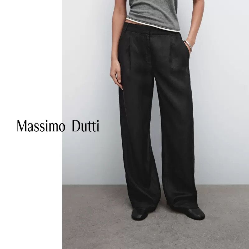 Massimo dutti брюки чёрные лён