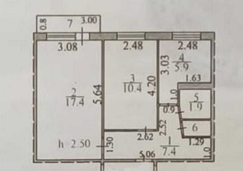 2-комнатной квартиры, 45 м², мкр-н 16