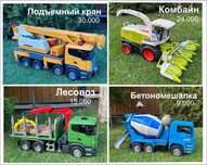 Машины Bruder: Автокран, Комбайн, Лесовоз, Бетономешалка