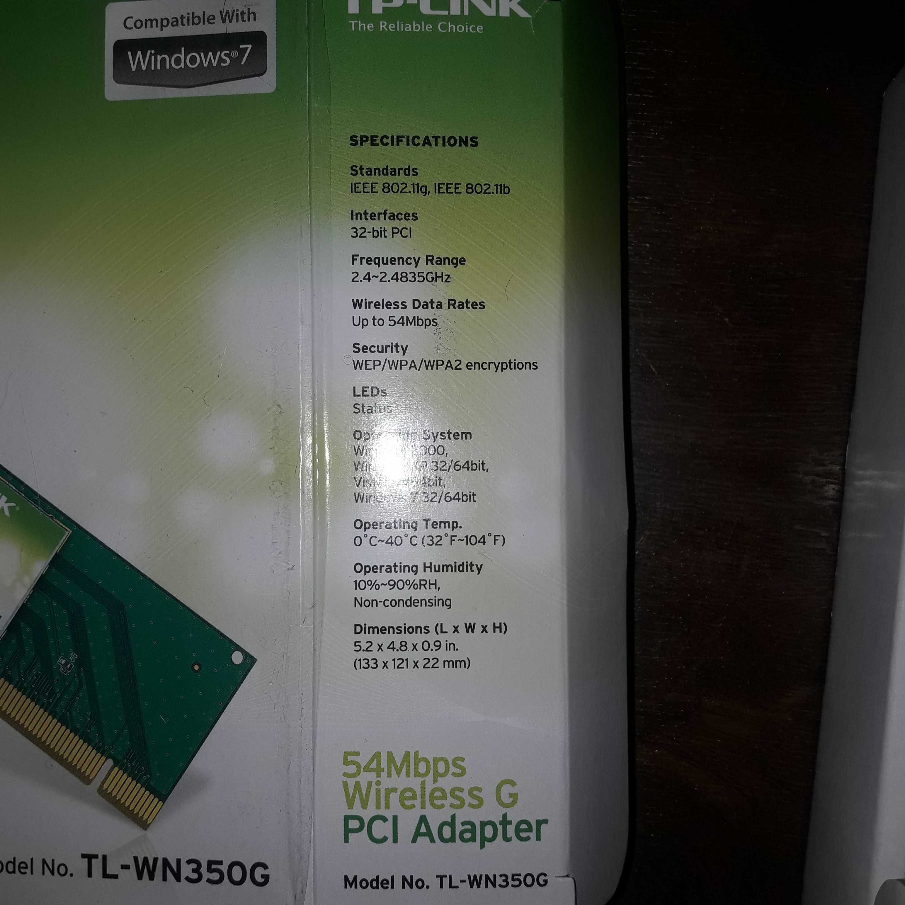 Продам WI-FI PCI адатер TL – WN350G для системного блока.