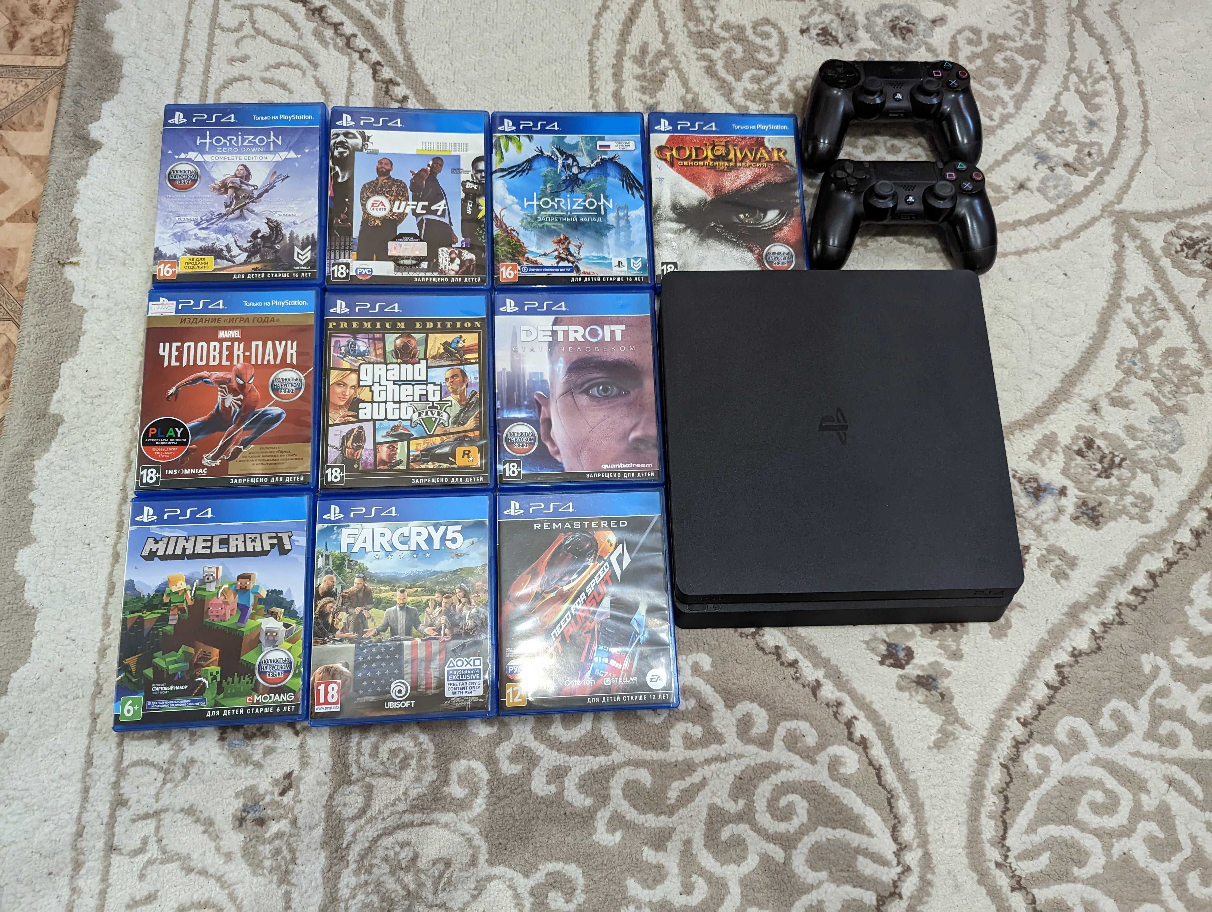 PS4 Slim 1Tb + 11 игр на дисках
