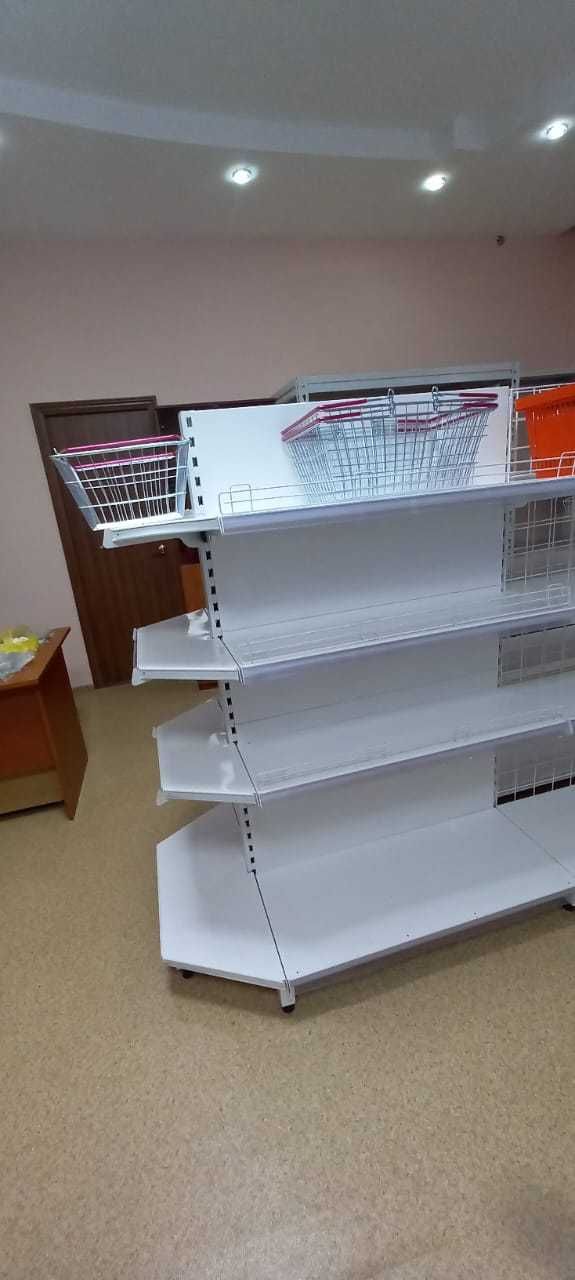 Островной стелаж металлический облегченный с полками экономичный