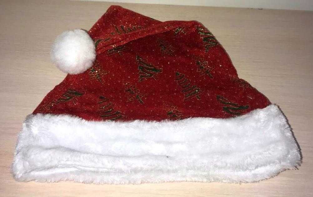 Новогодняя шапочка новогодний колпак с мехом 10010