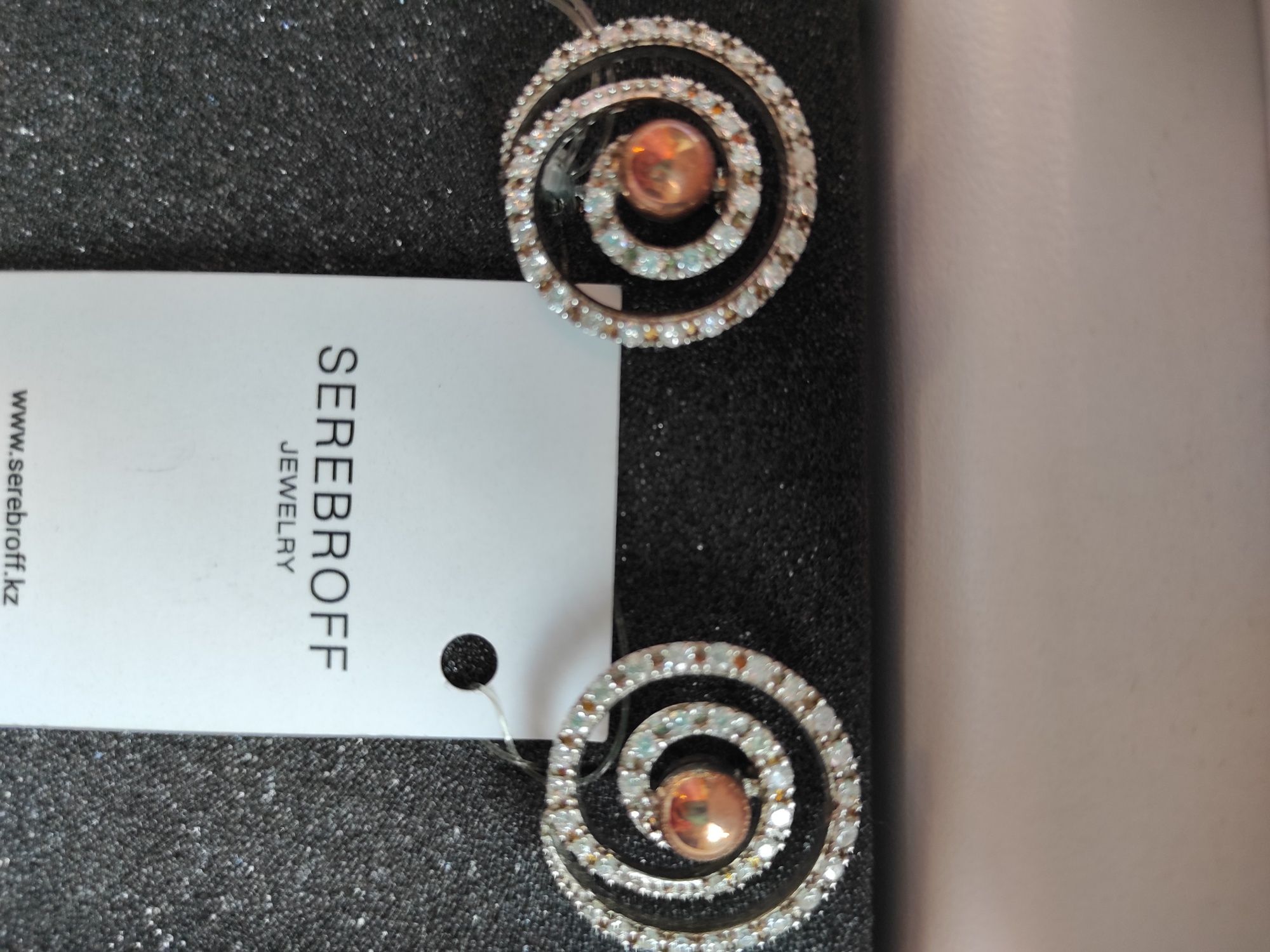 Серьги серебро 925 пр. с золотом 585 ,камни цирконпо.