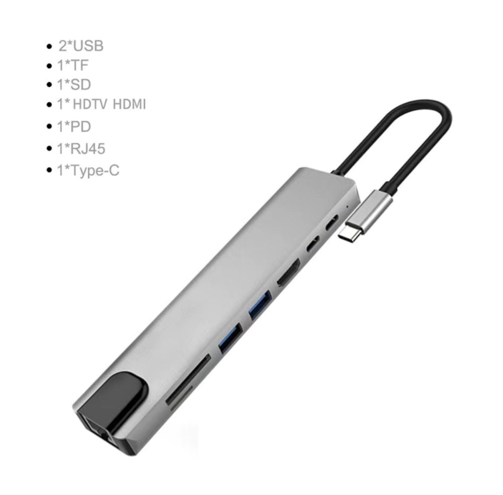 Док станция 8в1 type C lan hdmi usb hub картридер type c переходник