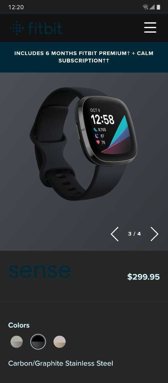 Умные часы GPS трекер Fitbit Sense с ЭКГ сердца, глюкозы сна и стресса