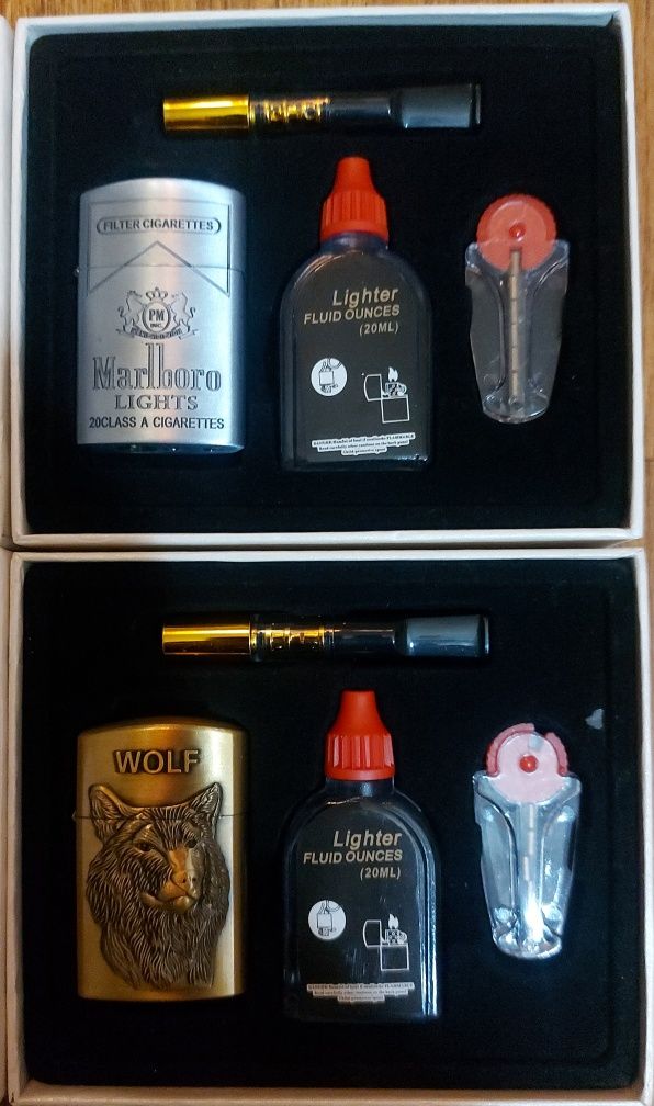 Набор зажигалка с мундштуком и кремниями. Бензиновая зажигалка zippo
