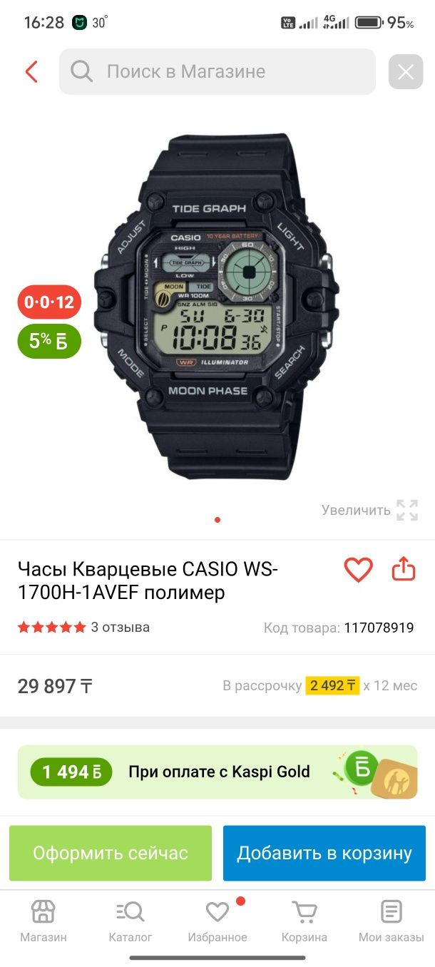 Часы CASIO WS-1700H