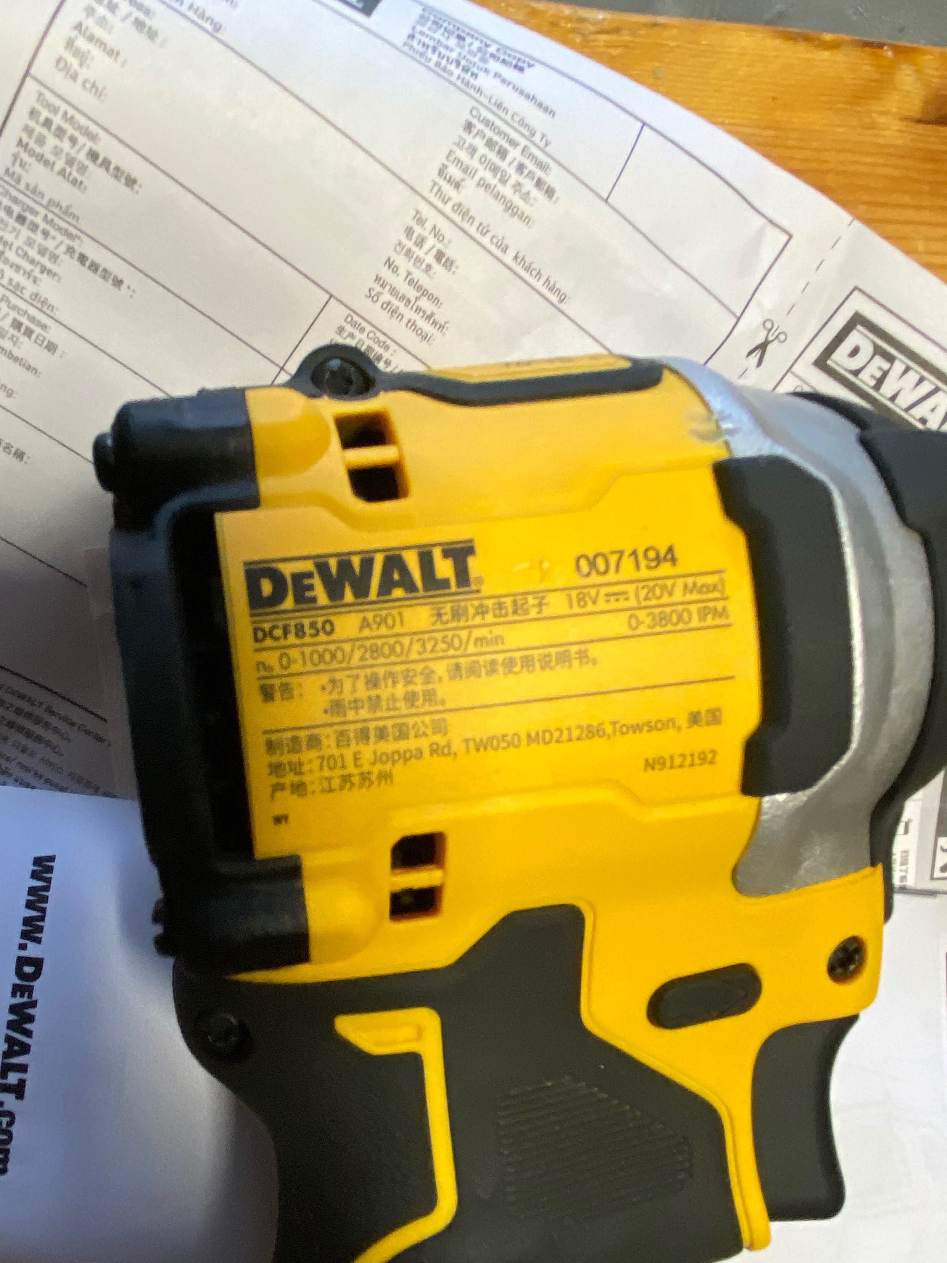 Dewalt dcf 850 20V impact