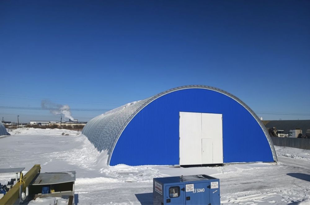 Бескаркасный Ангар арочный Зернохранилище Арка Купольный Спортзал