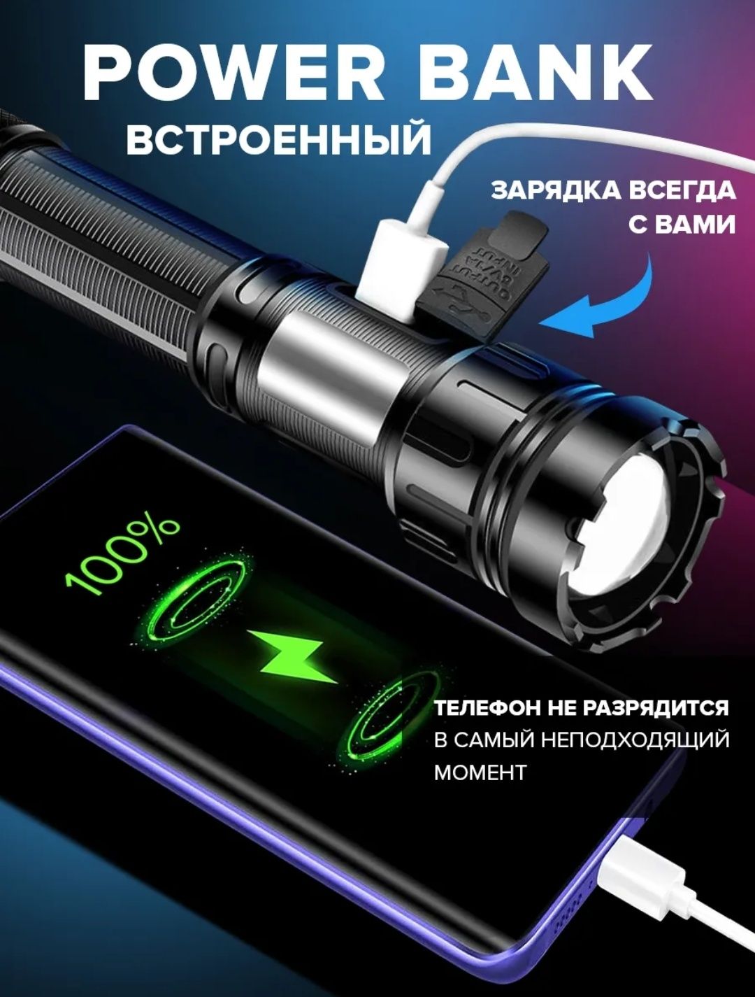 Новый мощный фонарь 4000 тг