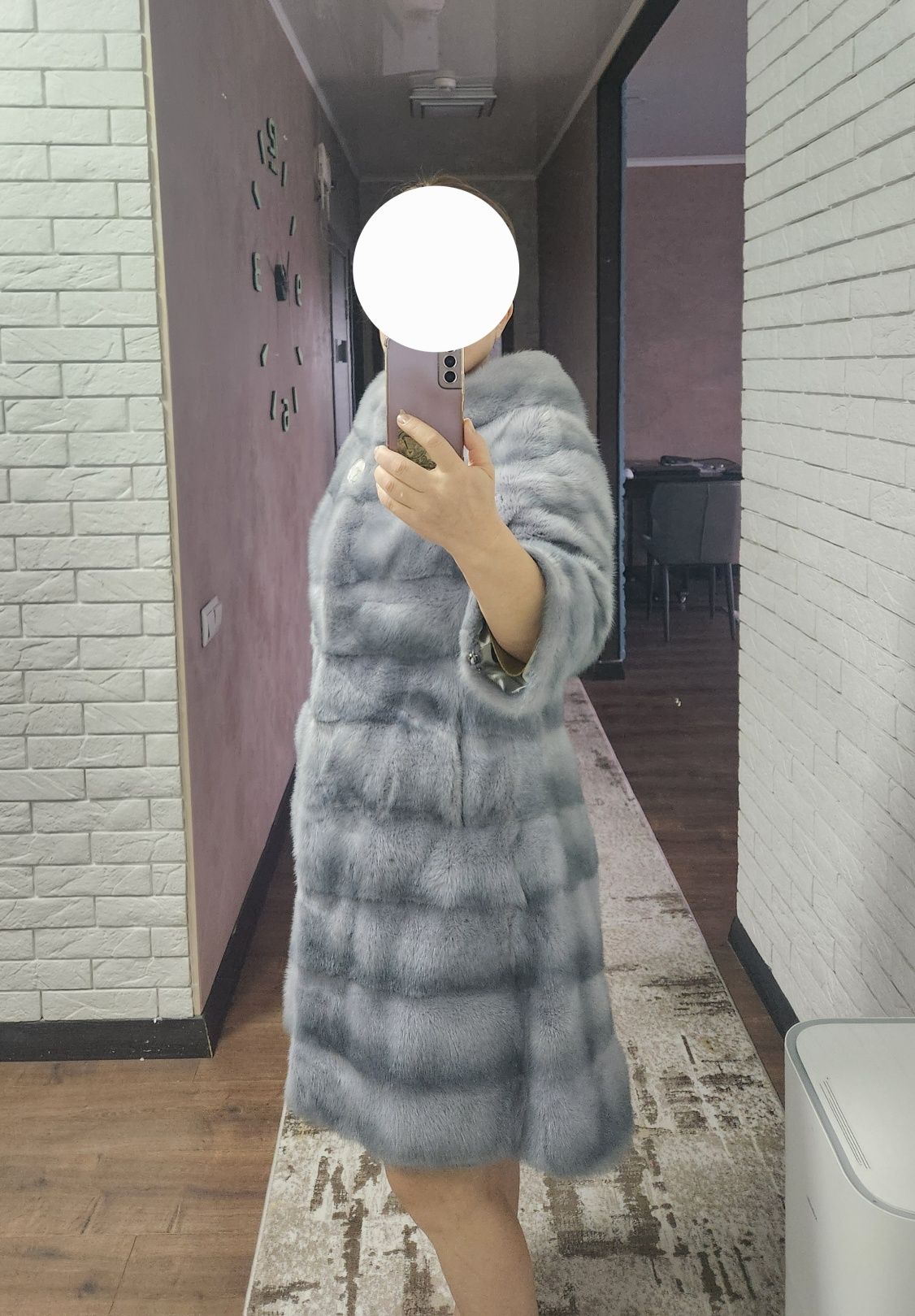 Норковая шуба, голубая