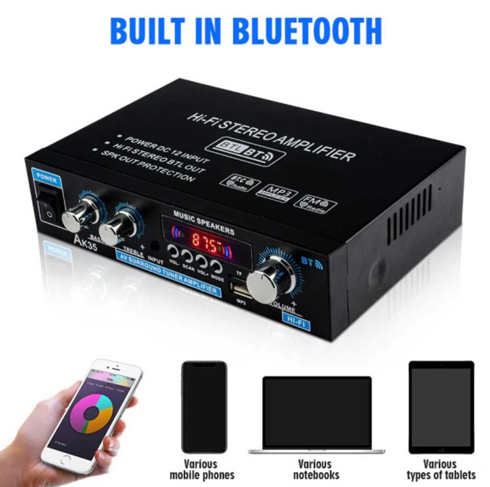 Усилитель звука цифровой домашний(Авто)AK35, 800Вт, 110-240В,Bluetooth