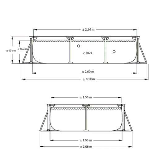 Каркасный бассейн прямоугольный 260x160x65 см, Intex 28271
