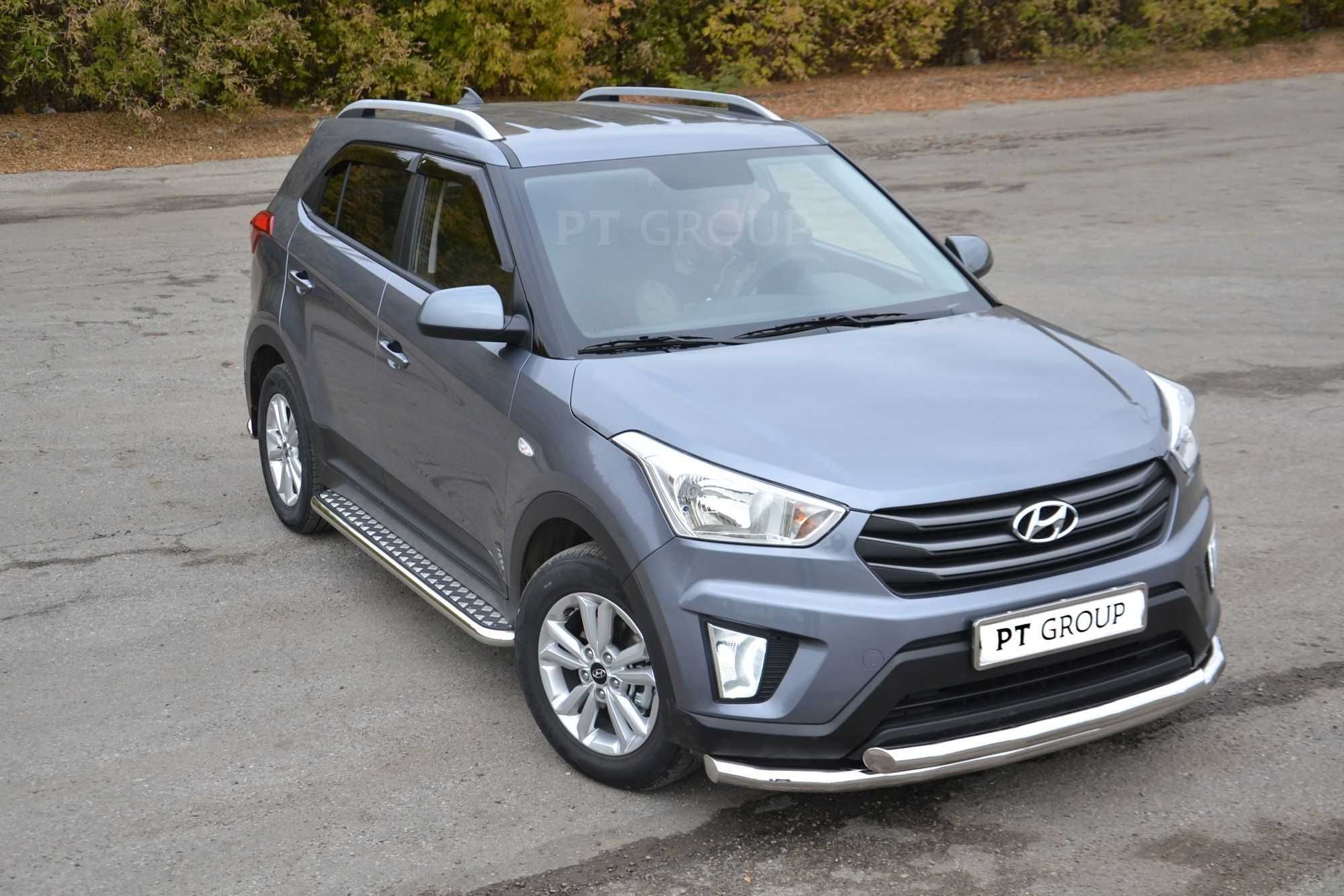Защита порогов с алюм. площадкой для HYUNDAI Creta от 2016 до 2020 г.в