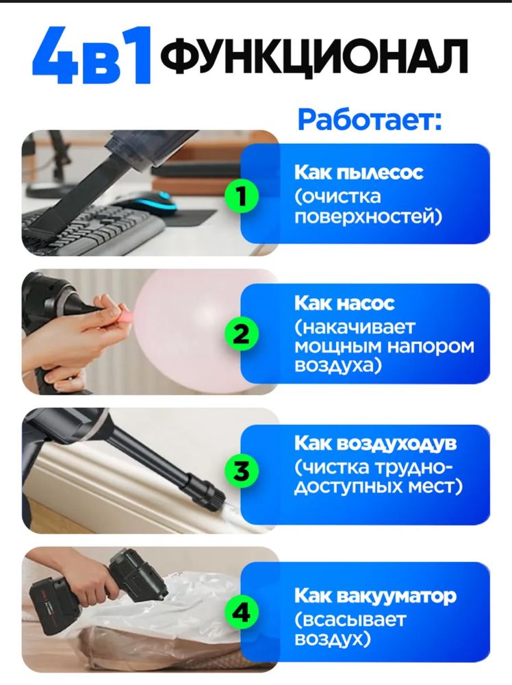 Продам Абсолютно новыйручной беспроводной пылесос 4 в 1